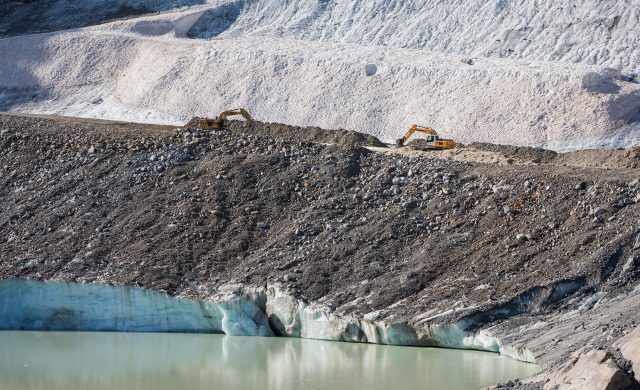 Bauarbeiten in der Gletscher Arena Sölden, September 2020