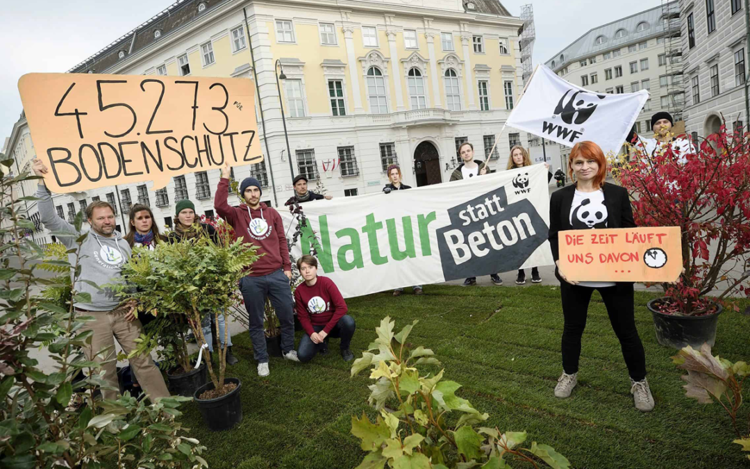 WWF-Protestaktion „Natur statt Beton“: Bodenschutz-Gipfel muss Flächenfraß stoppen